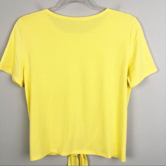 UNBRANDED | Bright Yellow Short Sleeve Tee with Tie Knot Detail Women’s Size M - Picture 7 of 8